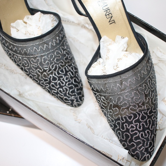 Yves Saint Laurent Sparkly Mesh Pointed Toe Heels - Picture 3 of 8